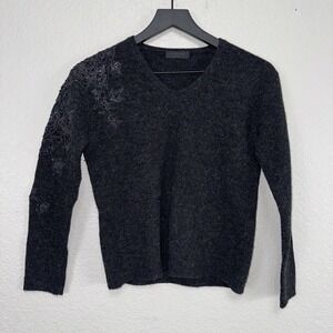 Anteprima Lambswool Sweater Women 40 Small Goth Dark Lace v-Neck Pullover Casual